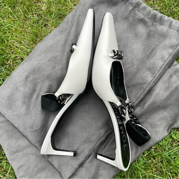 Tom Ford LEATHER CHAIN SLINGBACK PUMP 50MM - Picture 9 of 13